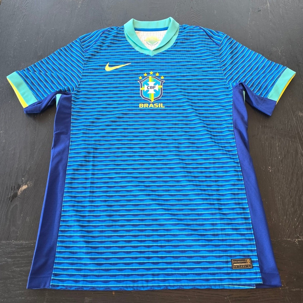 Nike Brasil CBF Soccer Jersey Mens Medium Blue Dri-FIT ADV FJ4269-458 HAM